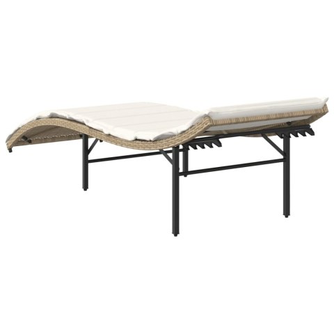Leżak z poduszką, beżowy, 55x199x50 cm, polirattan