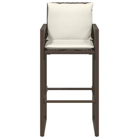 Ogrodowe stołki barowe z poduszkami, 2 szt, brązowe, polirattan