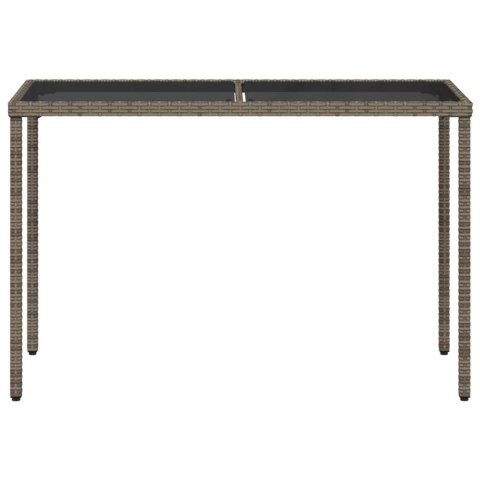 Stół ogrodowy ze szklanym blatem, szary, 115x54x74cm, rattan PE