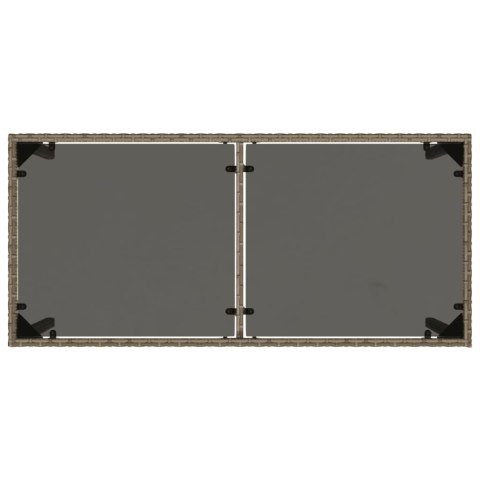 Stół ogrodowy ze szklanym blatem, szary, 115x54x74cm, rattan PE