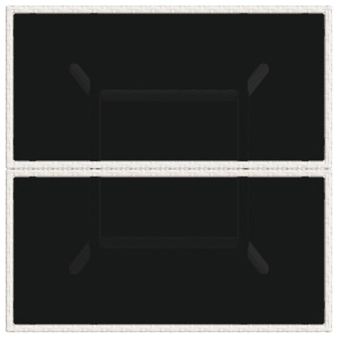 Stół ogrodowy ze szklanym blatem, biały 80x80x75 cm, polirattan