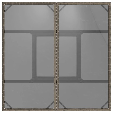 Stół ogrodowy ze szklanym blatem, szary, 80x80x75cm, polirattan