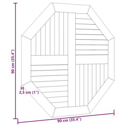 Blat do stolika, 90x90x2,5 cm, ośmiokątny, lite drewno tekowe Blat do stolika, 90x90x2,5 cm, ośmiokątny, lite drewno tekowe