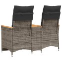 Rozkładana sofa ogrodowa ze stolikiem, 2-os., szara, rattan PE