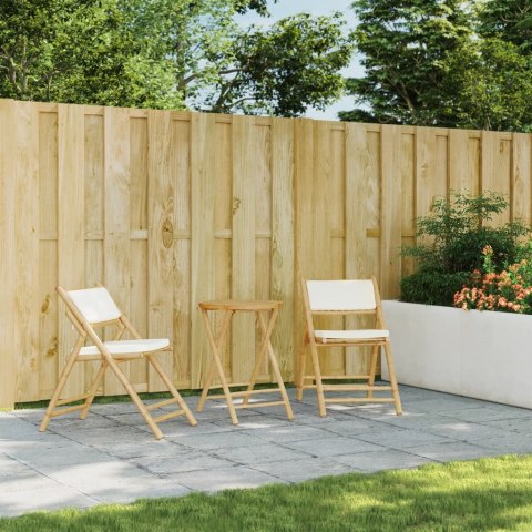 Składane krzesła bistro, 2 szt., z kremowymi poduszkami, bambus