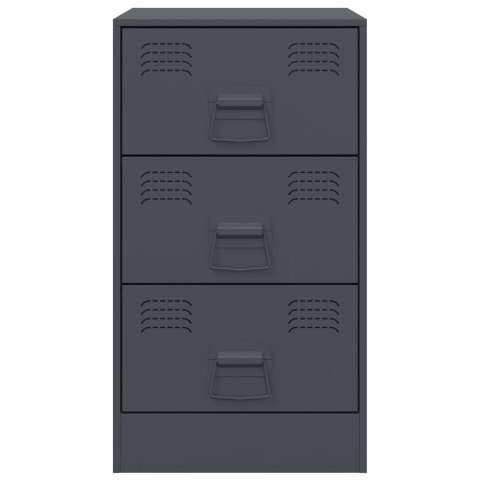 Szafki nocne, 2 szt., antracytowe, 34,5x39x62 cm, stal