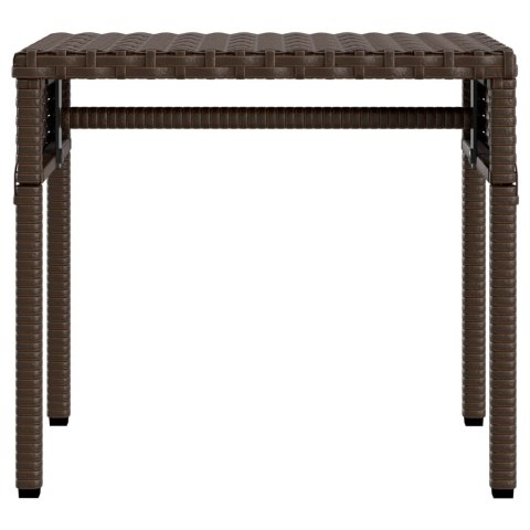 Leżanka z zadaszeniem i stolikiem, brązowa, polirattan