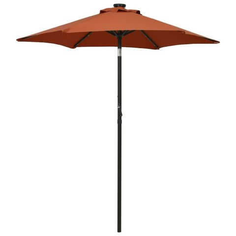 Parasol z lampkami LED, terakota, 200x211 cm, aluminium