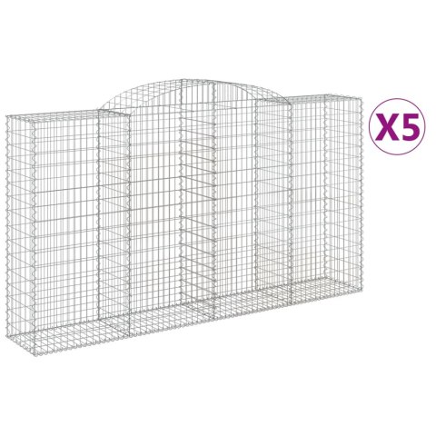 Kosze gabionowe z łukiem, 5 szt., 300x50x160/180 cm, żelazo Kosze gabionowe z łukiem, 5 szt., 300x50x160/180 cm, żelazo