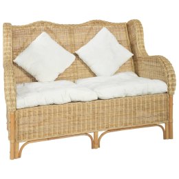 VidaXL Sofa 2-osobowa, naturalny rattan i len