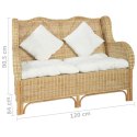 VidaXL Sofa 2-osobowa, naturalny rattan i len