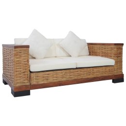 VidaXL 2-osobowa sofa z poduszkami, brązowa, naturalny rattan