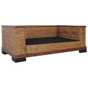 2-osobowa sofa z poduszkami, brązowa, naturalny rattan