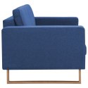 VidaXL 3-osobowa sofa tapicerowana tkaniną, niebieska