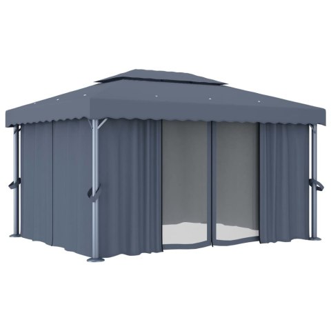 Altana ogrodowa z zasłonami, 4 x 3 m, antracytowa, aluminium Altana ogrodowa z zasłonami, 4 x 3 m, antracytowa, aluminium