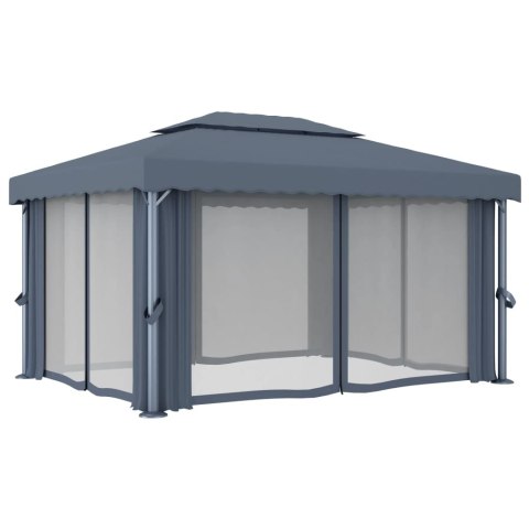 Altana ogrodowa z zasłonami, 4 x 3 m, antracytowa, aluminium Altana ogrodowa z zasłonami, 4 x 3 m, antracytowa, aluminium