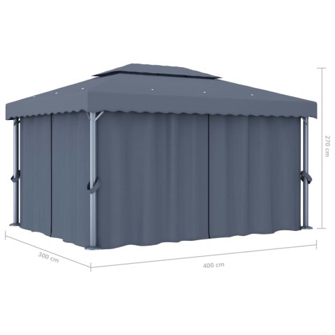 Altana ogrodowa z zasłonami, 4 x 3 m, antracytowa, aluminium Altana ogrodowa z zasłonami, 4 x 3 m, antracytowa, aluminium