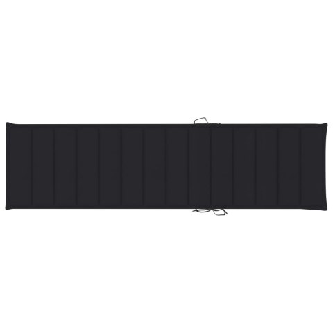 Leżak z czarną poduszką, lite drewno tekowe