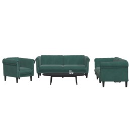 VidaXL 3 Piece Sofa Set Dark Green Velvet