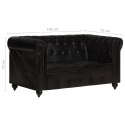 VidaXL 2-osobowa sofa Chesterfield, czarna, skóra naturalna