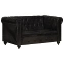 VidaXL 2-osobowa sofa Chesterfield, czarna, skóra naturalna