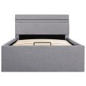 Rama łóżka, podnośnik i LED, jasnoszara, tkanina, 90 x 200 cm