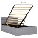 Rama łóżka, podnośnik i LED, jasnoszara, tkanina, 90 x 200 cm