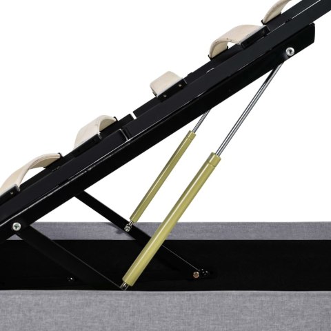 Rama łóżka, podnośnik i LED, jasnoszara, tkanina, 90 x 200 cm