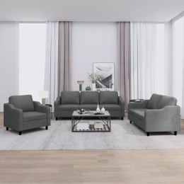 VidaXL 3 Piece Sofa Set with Cushions Dark Gray Fabric
