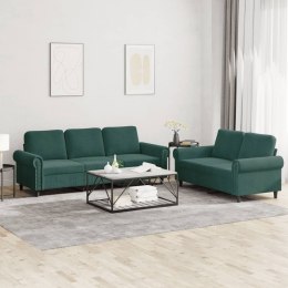 VidaXL 2 Piece Sofa Set with Cushions Dark Green Velvet