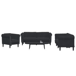 VidaXL 3 Piece Sofa Set Black Velvet
