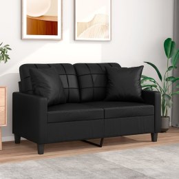 VidaXL 2-Seater Sofa with Throw Pillows Black 47.2
