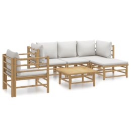 VidaXL 6 Piece Patio Lounge Set with Light Gray Cushions Bamboo