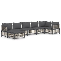 VidaXL 7 Piece Patio Lounge Set with Cushions Anthracite Poly Rattan