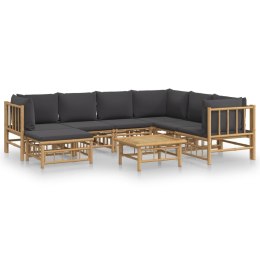 VidaXL 8 Piece Patio Lounge Set with Dark Gray Cushions Bamboo