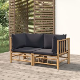 VidaXL Patio Corner Sofas with Dark Gray Cushions 2 pcs Bamboo