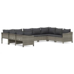 VidaXL 9 Piece Patio Lounge Set with Cushions Gray Poly Rattan