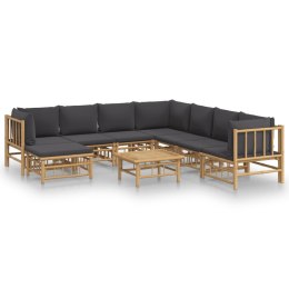 VidaXL 9 Piece Patio Lounge Set with Dark Gray Cushions Bamboo