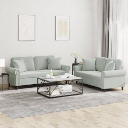 VidaXL 2 Piece Sofa Set with Pillows Light Gray Velvet