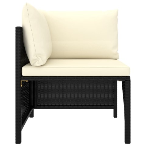 4-częściowa sofa ogrodowa, poduszki, rattan PE, czarna