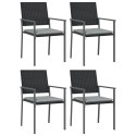 VidaXL Krzesła ogrodowe z poduszkami, 4 szt., czarne, 54x62,5x89 cm