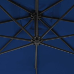 Parasol wiszący ze stalowym słupkiem, 250 x 250 cm, lazurowy