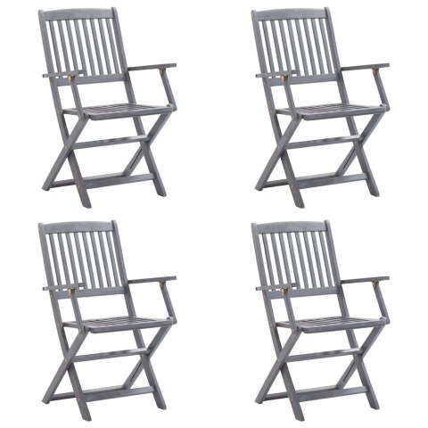 Składane krzesła ogrodowe, 4 szt., z poduszkami, akacjowe