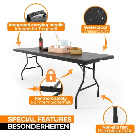 Jago Stół składany 183 cm dla 8 osób - czarny