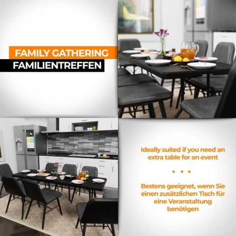 Jago Stół składany 183 cm dla 8 osób - czarny