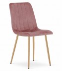 Krzesło LAVA - różowy aksamit / nogi kolor drewna x 1