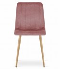 Krzesło LAVA - różowy aksamit / nogi kolor drewna x 2