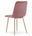 Krzesło LAVA - różowy aksamit / nogi kolor drewna x 3