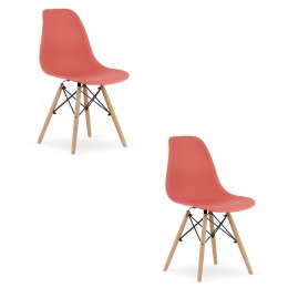 Krzesło OSAKA cynober / nogi naturalne x 2