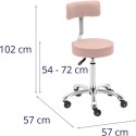 Krzesło taboret hoker kosmetyczny z oparciem na kółkach do 150 kg WELLS pudrowy róż